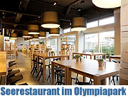 Seerestaurant im Olympiapark: Neueröffnung  mit offener Schauküche, hellem Lounge-Bereich und natürlichen Materialien (©Foto: Seerestauant im Olympiapark)